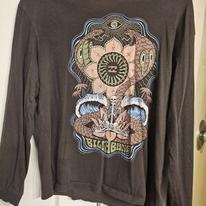 Billabong Black Long Sleeve Tee with Multicolor Mythic Graphic